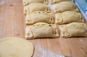 Traditional Cypriot Flaouna, a delicious Greek Easter Cheese Bread. Flaounes are traditionally prepared for Easter by Orthodox Cypriots.