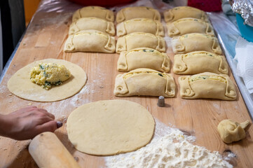 Traditional Cypriot Flaouna, a delicious Greek Easter Cheese Bread. Flaounes are traditionally prepared for Easter by Orthodox Cypriots.
