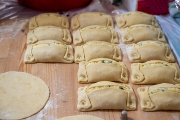 Traditional Cypriot Flaouna, a delicious Greek Easter Cheese Bread. Flaounes are traditionally prepared for Easter by Orthodox Cypriots.