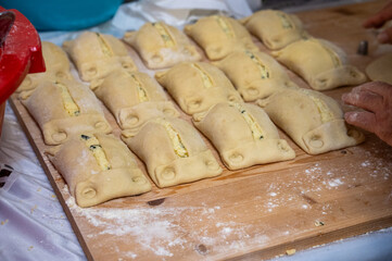 Traditional Cypriot Flaouna, a delicious Greek Easter Cheese Bread. Flaounes are traditionally prepared for Easter by Orthodox Cypriots.