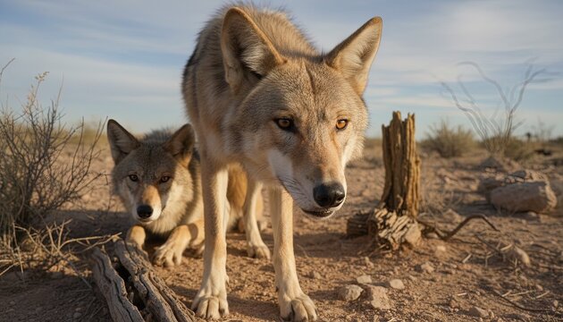 Wildlife nature photo of desert wolves