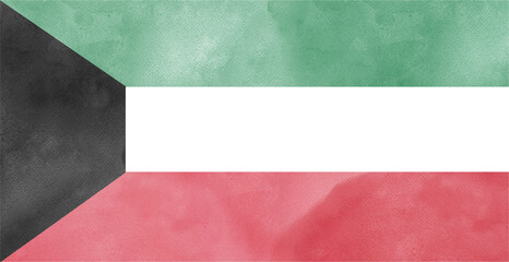 illustration of Kuwait flag in watercolor style