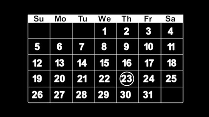 Businessman manages time for Day 23th reminder on calendar with circle mark or paint stain/ Ink bloom on date in work planning. Highlighting date number 23 on a calendar, Very important date calendar.
