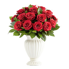 Vibrant Red Roses in a Crystal Vase