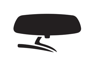 Rear-view Mirror icon white in silhouette background. © Faisal