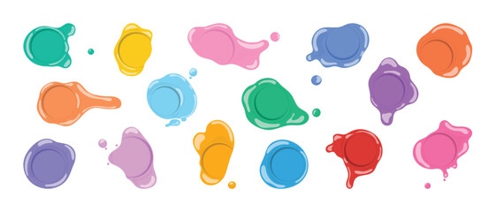 Colorful wax seal stamps on white background 