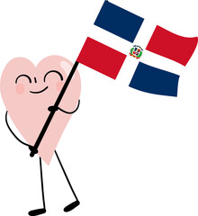 illustration of Dominican Republic flag with heart cartoon character © paweeillus