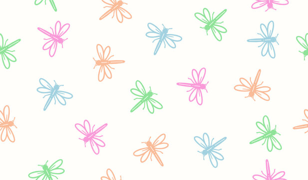 Cutest dragonfly pattern background vector design