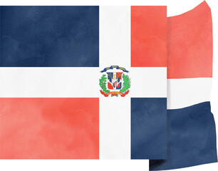 illustration of Dominican Republic flag in watercolor style © paweeillus