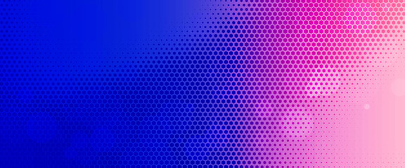 Obraz premium Abstract modern background featuring a smooth gradient transition from deep blue to vibrant pink, overlaid with a halftone dot pattern.