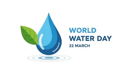 World water day logo with drop and leaf