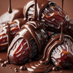 Chocolate covered dates with rich melted chocolate drizzle