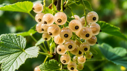 Black, Red and White Currants with Currant Blossoms
