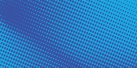 Halftone dots on blue background. Comic pop art style blank layout. Template design