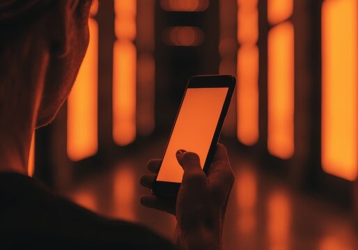 Abstract red glowing light in a dark industrial metal environment - Powered by Adobe