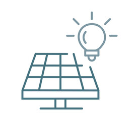 Solar panel and light bulb. Sustainability, renewable energy and innovation. Eco-efficient technology. Pixel perfect vector icon.
