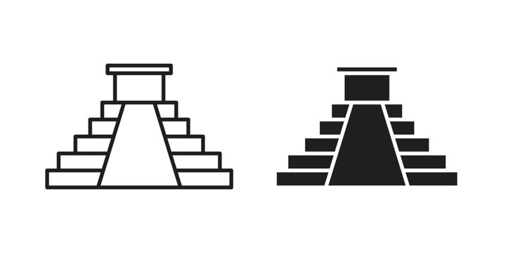 Chichen Itza icons in trendy flat style. symbol for your web site design, app, UI Vector EPS 10.