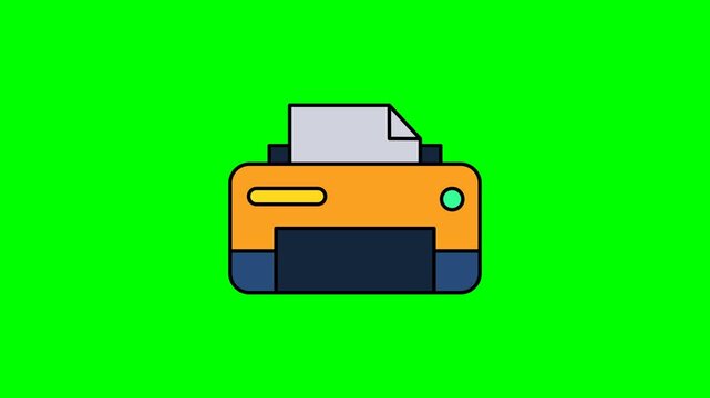 Printer icon animation design depicting simple home printer with bright colors