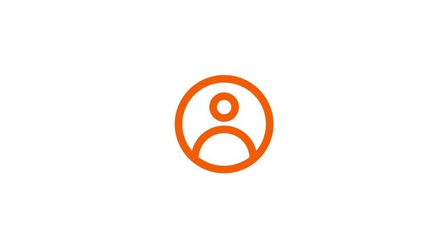 Simple orange profile icon of a person within a circle on a white background