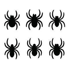 Seamless pattern of black spider silhouettes on dark background