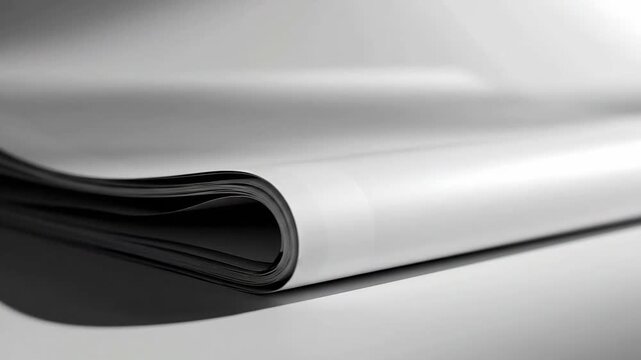 Stack of white paper with a curved edge, isolated on a white surface.