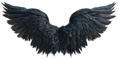 Obraz premium Black feather wings on transparent background