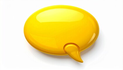 Glossy Yellow 3D Speech Bubble on White Background
