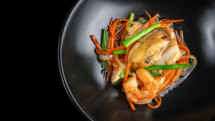 Seafood in oyster sauce dish