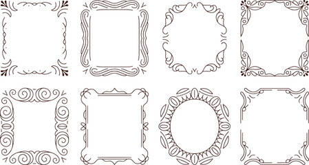 Ornate black and white decorative frames with intricate patterns and swirls