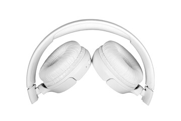 Modern white wireless headphones on an isolated background
