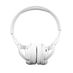 Modern white wireless headphones on an isolated background
