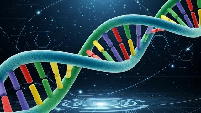DNA Structure Exploration in a Digital Space - 4K Animation of Genetic Material