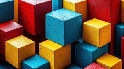 Abstract colorful cubes, geometric shapes, vibrant colors, modern design, digital art, background image, 3D render, stock photography