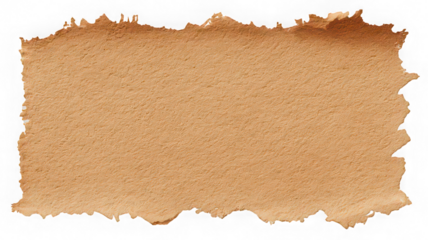 Torn paper edge with rough texture brown color isolated on transparency background vintage style blank space for text creative design rustic natural material horizontal layout