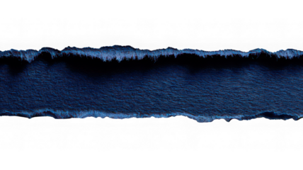 Torn paper edge with rough blue texture, isolated on transparent background, perfect for creative design, scrapbooking, or digital collage projects, evoking dramatic mood