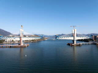 Fototapeta premium aerial view construction site for bridge