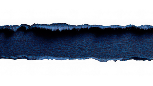 Torn paper edge with rough blue texture, isolated on transparent background, perfect for creative design, scrapbooking, or digital collage projects, evoking dramatic mood - Powered by Adobe