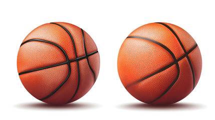 Two Basketballs with Black Lines on Orange Background in 3D Render
