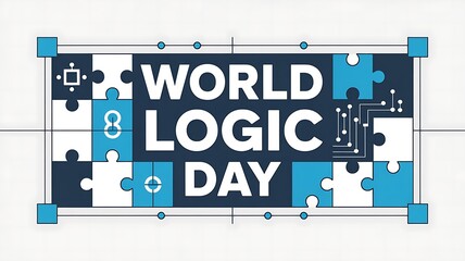World logic day celebration with puzzle pieces and circuits