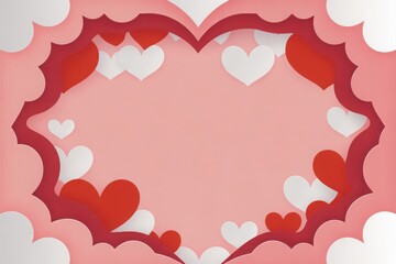 Hearts of clouds and shapes with pink and white in a beautiful background for valentine's day with romantic and lovely beautiful feeling