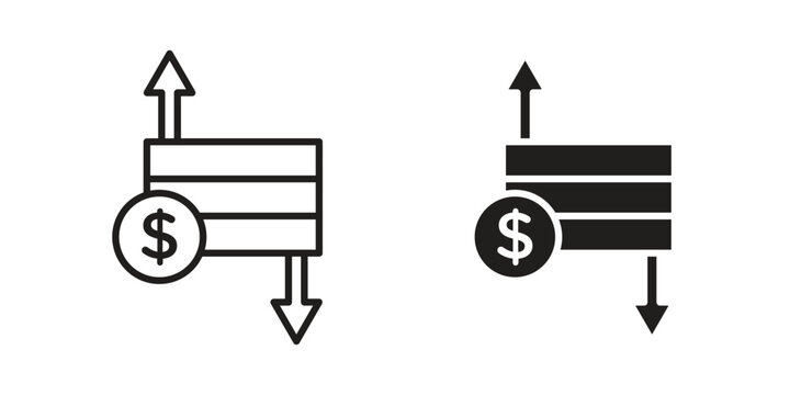 Operating profit loss icons in trendy flat style. symbol for your web site design, app, UI Vector EPS 10.