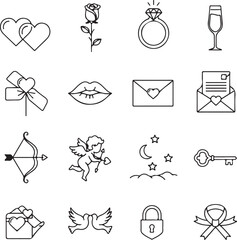 Valentine's day icons collection illustration