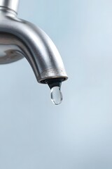 A drop of water falling from the old tap