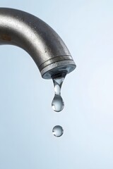 A drop of water falling from the old tap