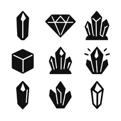 Minimalist geometric crystal icons on gradient background