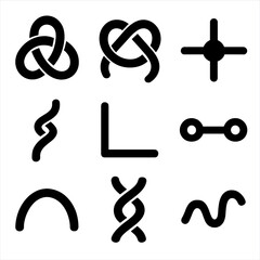 Abstract black geometric shapes on gradient gray background