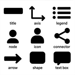 Infographic interface elements with icons and symbols for data visualization