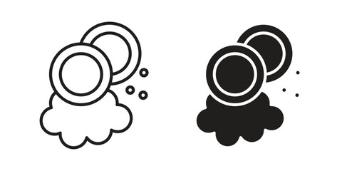 Obraz premium Washing dishes icons in trendy flat style. symbol for your web site design, app, UI Vector EPS 10.
