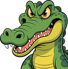 Fototapeta premium Cartoon alligator with menacing grin and sharp teeth on white