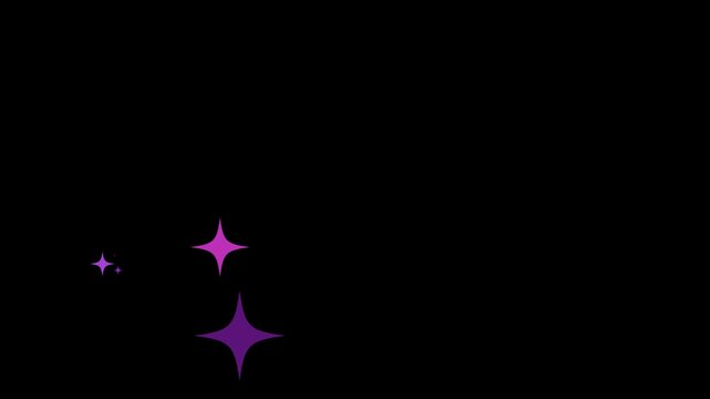 Three sparkly purple stars on a dark background. Suitable for magical or festive designs, invitations, posters, and holiday projects.